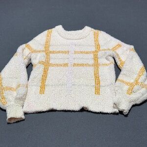 LC Lauren Conrad Cozy Cream and Yellow Plaid Sweater
